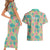 Seamless Hawaiian Quilt Pattern Couples Matching Short Sleeve Bodycon Dress and Hawaiian Shirt Hawaii Culture Palm Leaf Tropical - Polynesian Pride