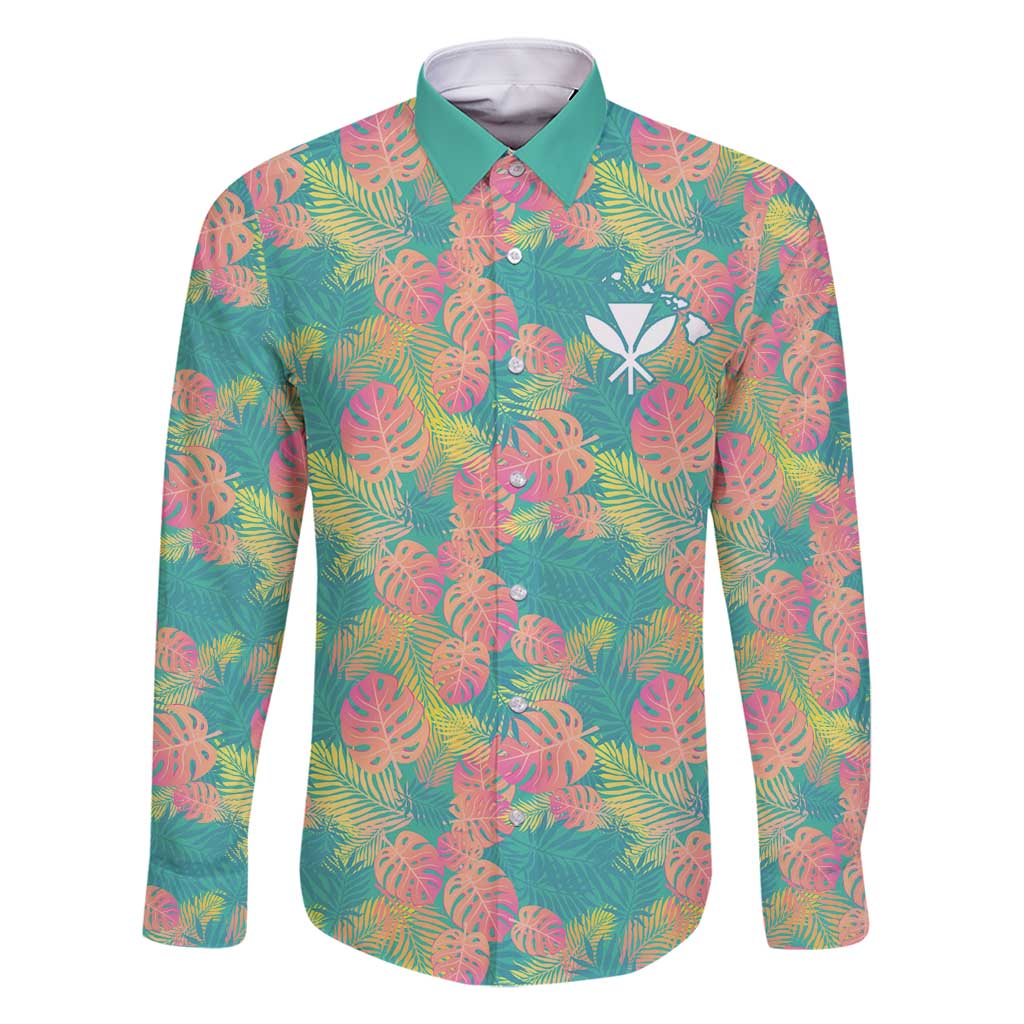 Seamless Hawaiian Quilt Pattern Family Matching Long Sleeve Bodycon Dress and Hawaiian Shirt Hawaii Culture Palm Leaf Tropical - Polynesian Pride