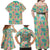 Seamless Hawaiian Quilt Pattern Family Matching Off Shoulder Maxi Dress and Hawaiian Shirt Hawaii Culture Palm Leaf Tropical - Polynesian Pride