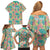 Seamless Hawaiian Quilt Pattern Family Matching Off Shoulder Short Dress and Hawaiian Shirt Hawaii Culture Palm Leaf Tropical - Polynesian Pride