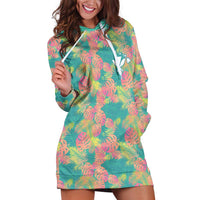 Seamless Hawaiian Quilt Pattern Hoodie Dress Hawaii Culture Palm Leaf Tropical - Polynesian Pride