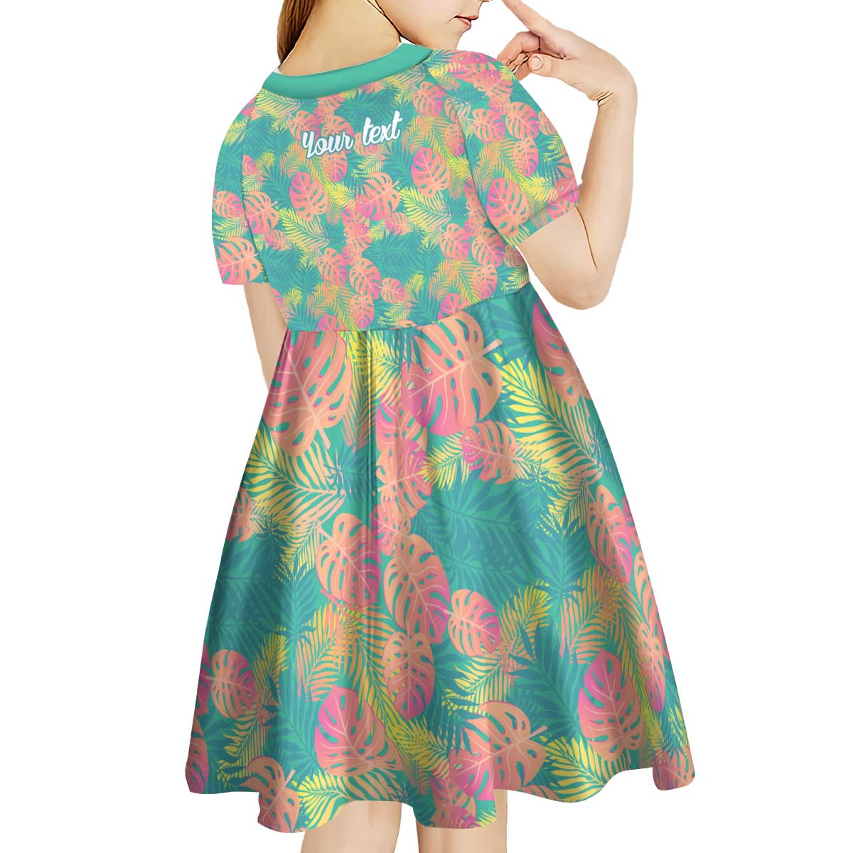 Seamless Hawaiian Quilt Pattern Kid Short Sleeve Dress Hawaii Culture Palm Leaf Tropical - Polynesian Pride