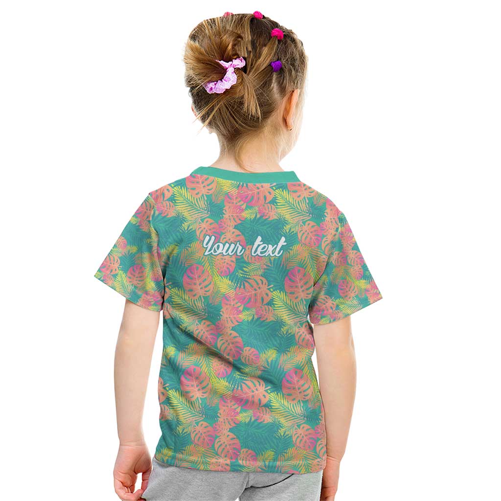 Seamless Hawaiian Quilt Pattern Kid T Shirt Hawaii Culture Palm Leaf Tropical - Polynesian Pride