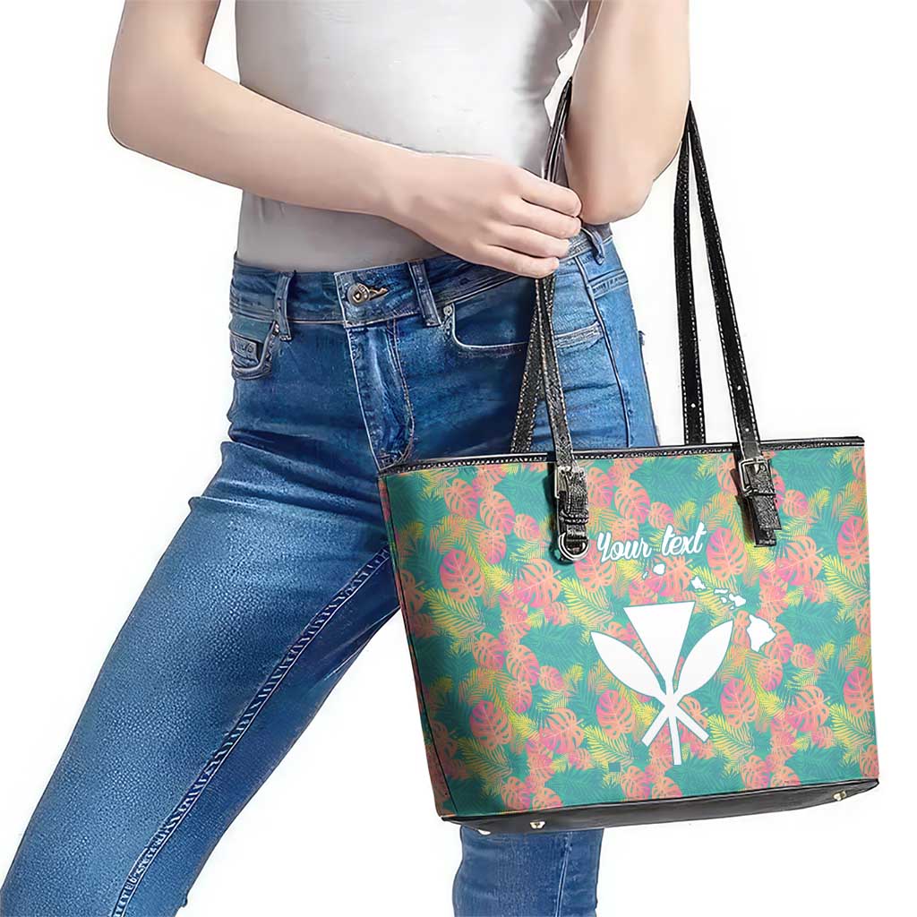 Seamless Hawaiian Quilt Pattern Leather Tote Bag Hawaii Culture Palm Leaf Tropical - Polynesian Pride