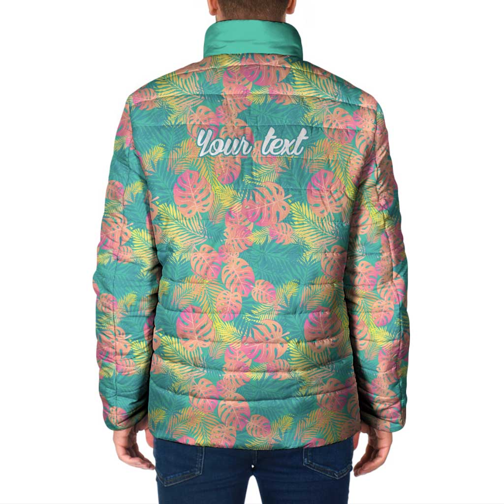 Seamless Hawaiian Quilt Pattern Padded Jacket Hawaii Culture Palm Leaf Tropical - Polynesian Pride