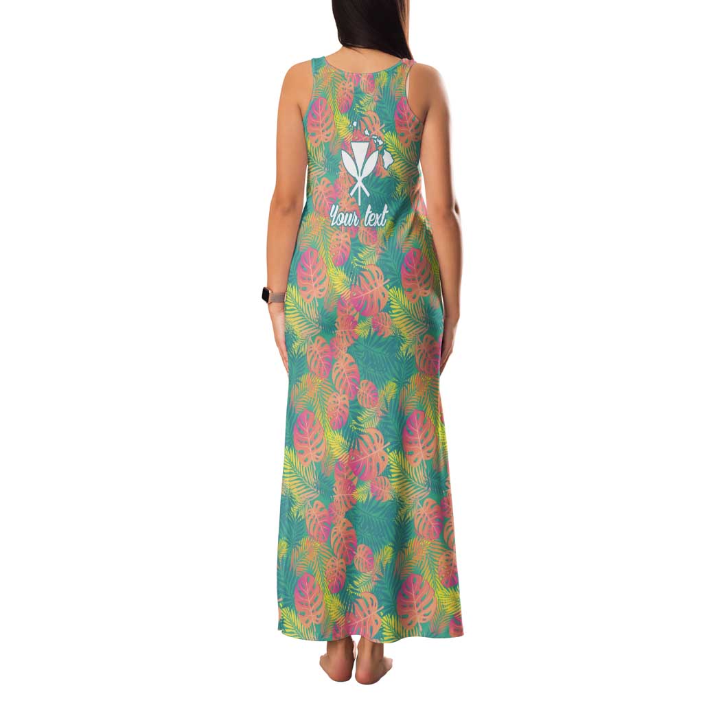 Seamless Hawaiian Quilt Pattern Tank Maxi Dress Hawaii Culture Palm Leaf Tropical - Polynesian Pride