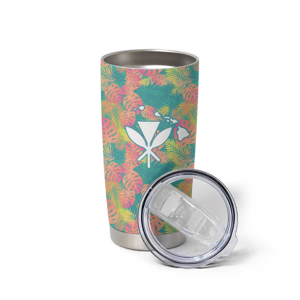 Seamless Hawaiian Quilt Pattern Tumbler Cup Hawaii Culture Palm Leaf Tropical - Polynesian Pride