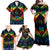 Tonga LGBT Family Matching Off Shoulder Maxi Dress and Hawaiian Shirt Love Is Love Ngatu Rainbow Water Color LT9 - Polynesian Pride