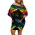 Tonga LGBT Family Matching Off Shoulder Short Dress and Hawaiian Shirt Love Is Love Ngatu Rainbow Water Color LT9 Mom's Dress Black - Polynesian Pride