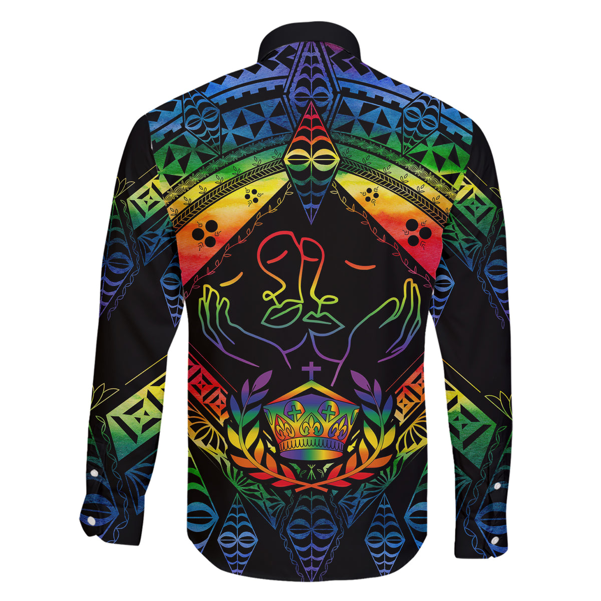 Tonga LGBT Family Matching Short Sleeve Bodycon Dress and Hawaiian Shirt Love Is Love Ngatu Rainbow Water Color LT9 - Polynesian Pride