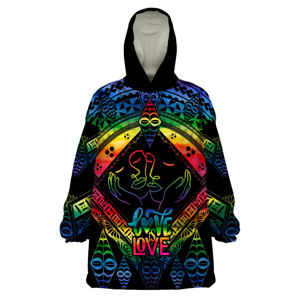 personalised-tonga-lgbt-wearable-blanket-hoodie-love-is-love-ngatu-rainbow-water-color