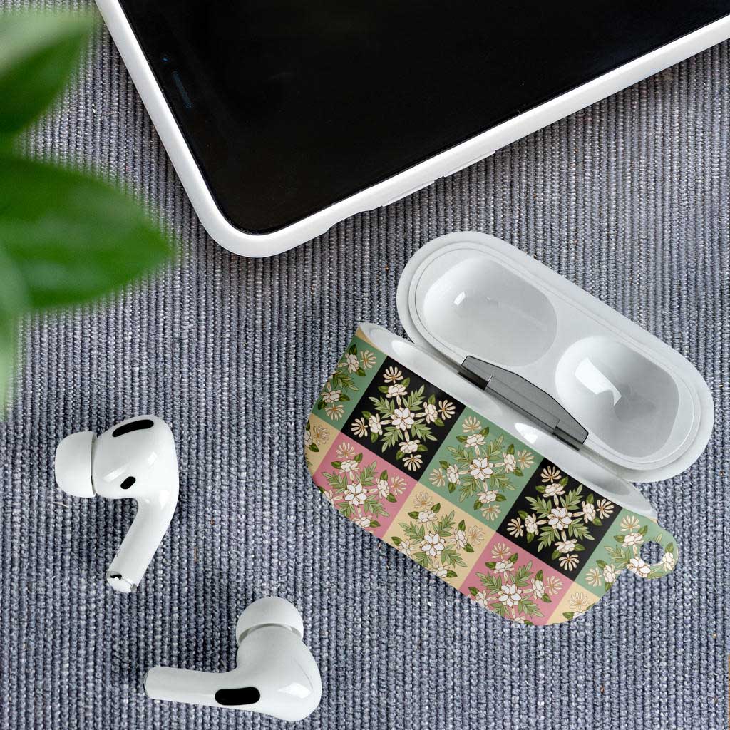 Seamless Pattern Maile and Pikake Lei AirPods Case Squares Maile Leaf - Polynesian Pride