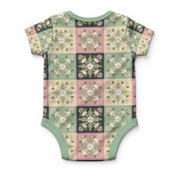 Seamless Pattern Maile and Pikake Lei Baby Onesie Squares Maile Leaf LT9 - Polynesian Pride