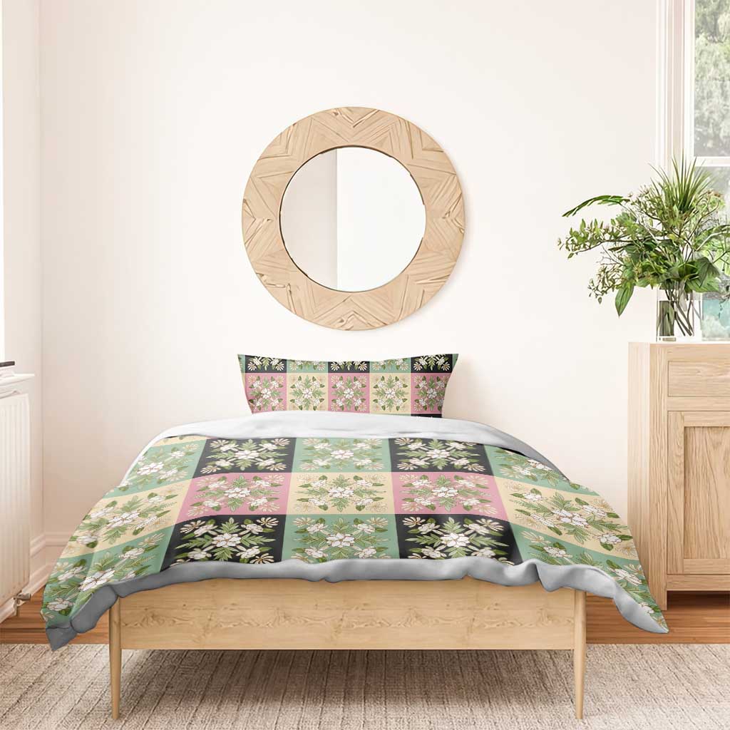 Seamless Pattern Maile and Pikake Lei Bedding Set Squares Maile Leaf - Polynesian Pride