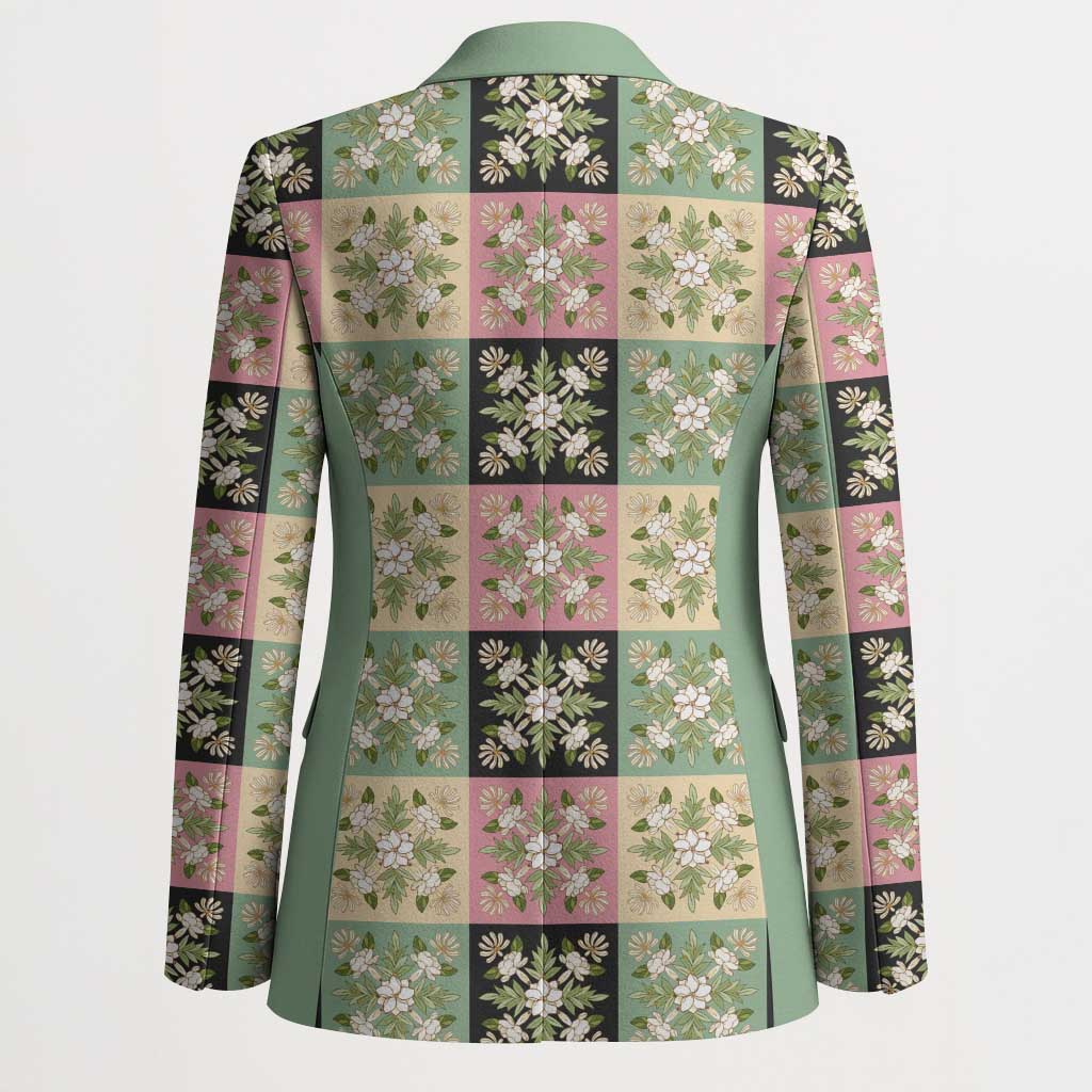 Seamless Pattern Maile and Pikake Lei Blazer Squares Maile Leaf - Polynesian Pride