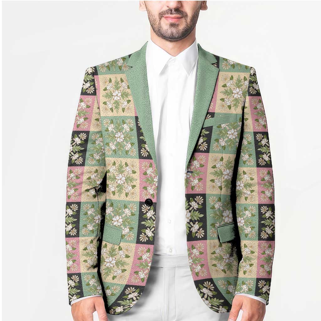 Seamless Pattern Maile and Pikake Lei Blazer Squares Maile Leaf - Polynesian Pride