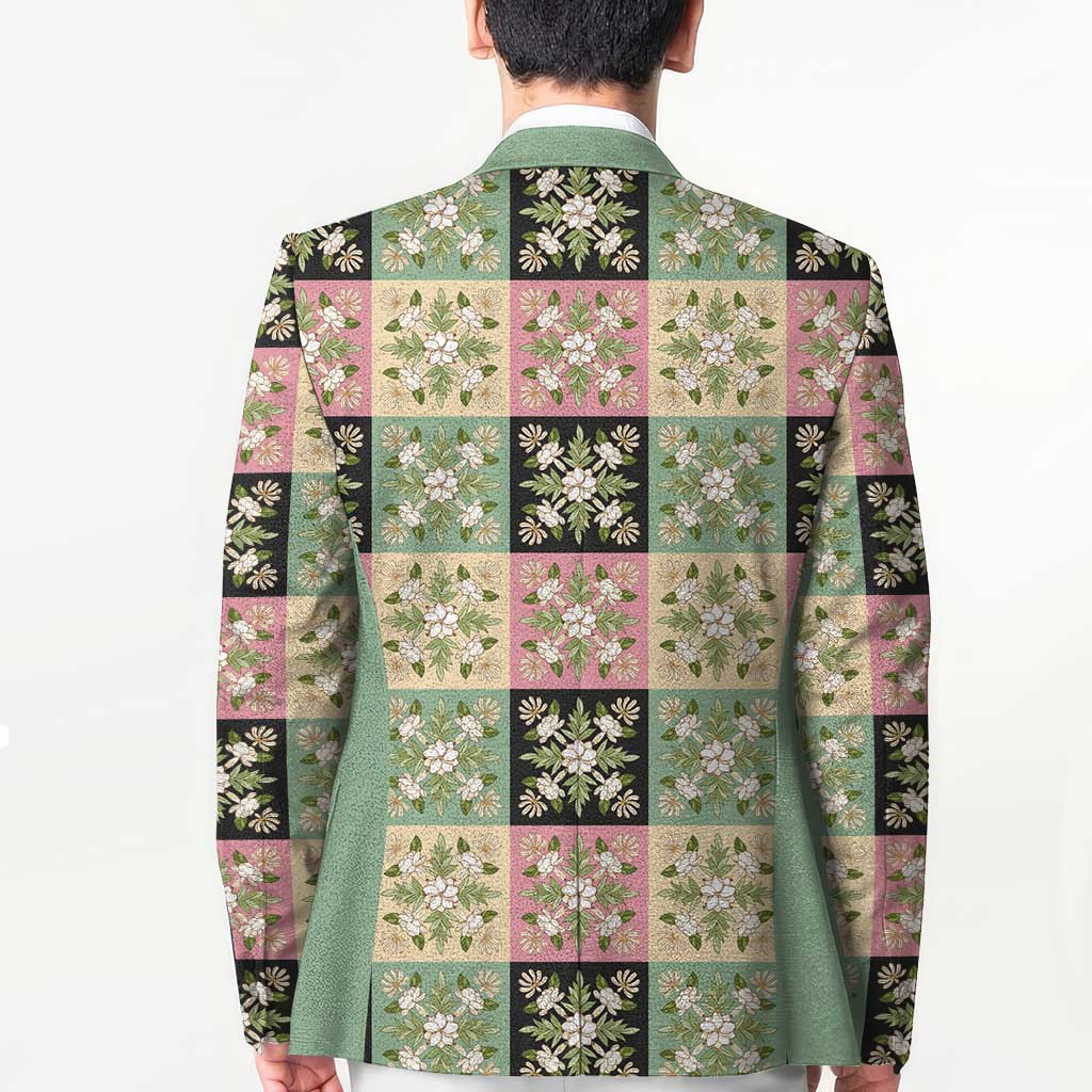 Seamless Pattern Maile and Pikake Lei Blazer Squares Maile Leaf - Polynesian Pride