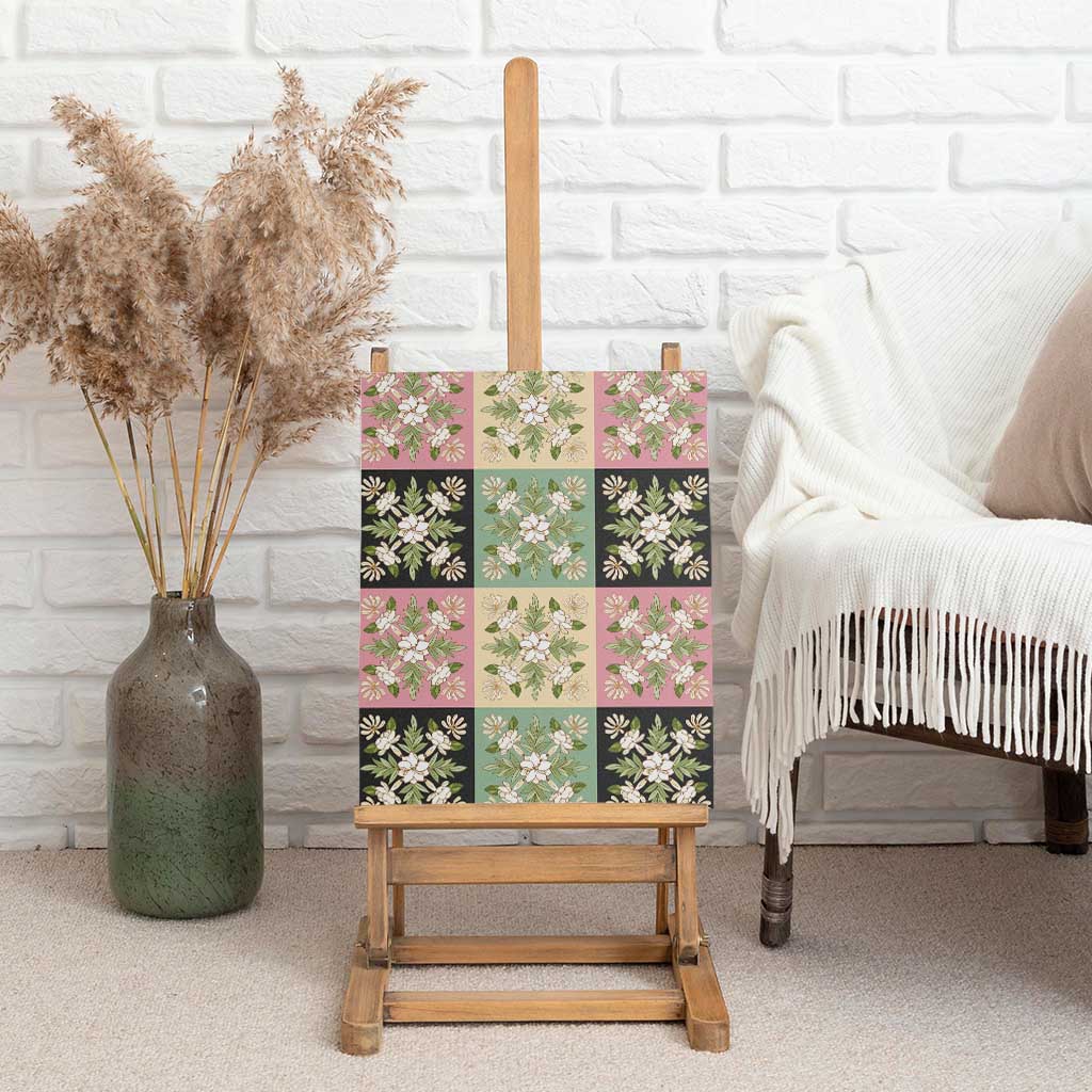 Seamless Pattern Maile and Pikake Lei Canvas Wall Art Squares Maile Leaf - Polynesian Pride