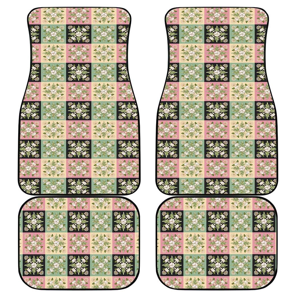 Seamless Pattern Maile and Pikake Lei Car Mats Squares Maile Leaf - Polynesian Pride