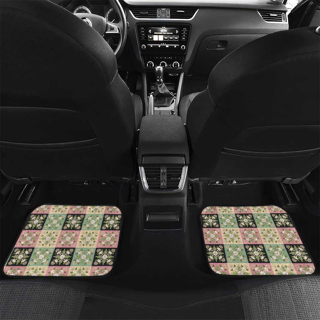 Seamless Pattern Maile and Pikake Lei Car Mats Squares Maile Leaf - Polynesian Pride