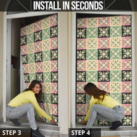 Seamless Pattern Maile and Pikake Lei Door Cover Squares Maile Leaf - Polynesian Pride