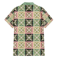 Seamless Pattern Maile and Pikake Lei Family Matching Long Sleeve Bodycon Dress and Hawaiian Shirt Squares Maile Leaf - Polynesian Pride