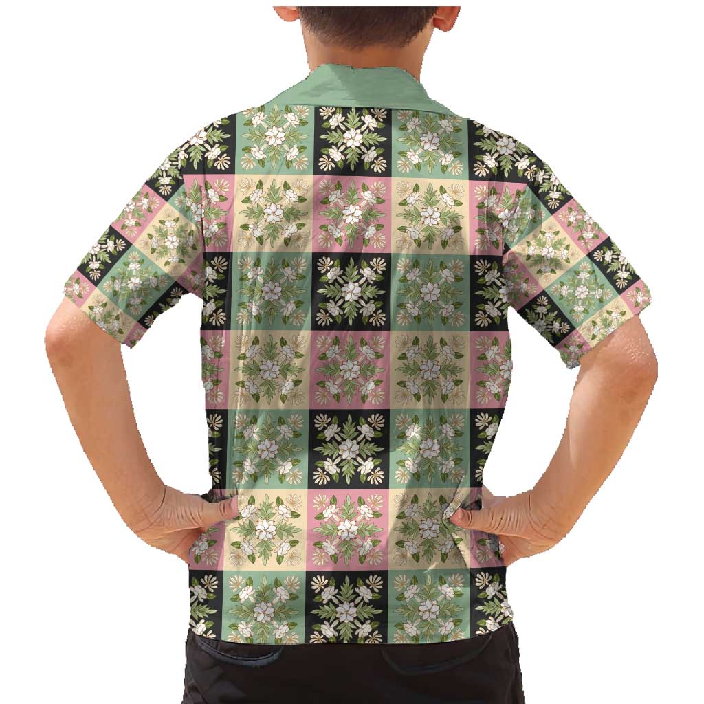 Seamless Pattern Maile and Pikake Lei Family Matching Mermaid Dress and Hawaiian Shirt Squares Maile Leaf - Polynesian Pride