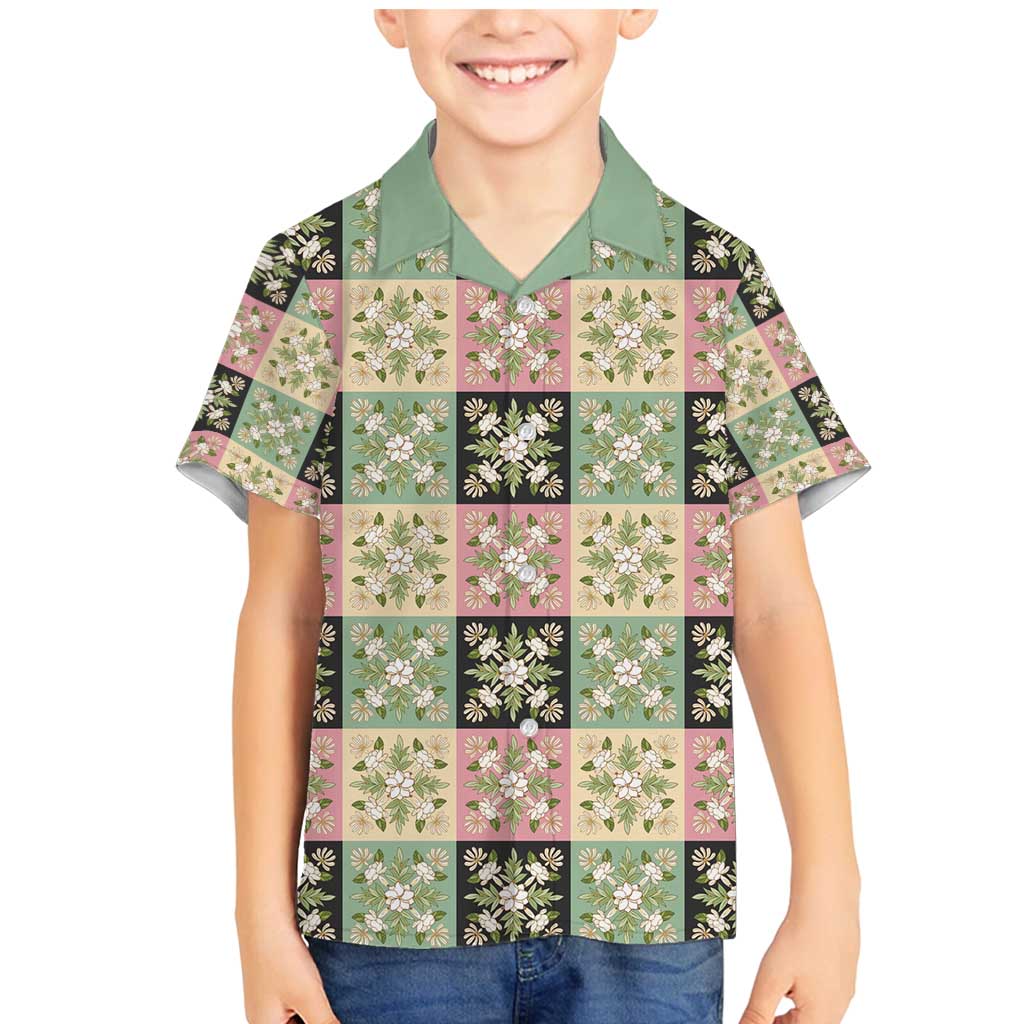 Seamless Pattern Maile and Pikake Lei Family Matching Mermaid Dress and Hawaiian Shirt Squares Maile Leaf - Polynesian Pride