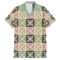 Seamless Pattern Maile and Pikake Lei Family Matching Short Sleeve Bodycon Dress and Hawaiian Shirt Squares Maile Leaf - Polynesian Pride