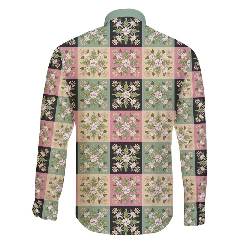 Seamless Pattern Maile and Pikake Lei Family Matching Short Sleeve Bodycon Dress and Hawaiian Shirt Squares Maile Leaf - Polynesian Pride