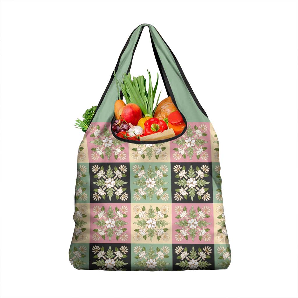 Seamless Pattern Maile and Pikake Lei Grocery Bag Squares Maile Leaf - Polynesian Pride