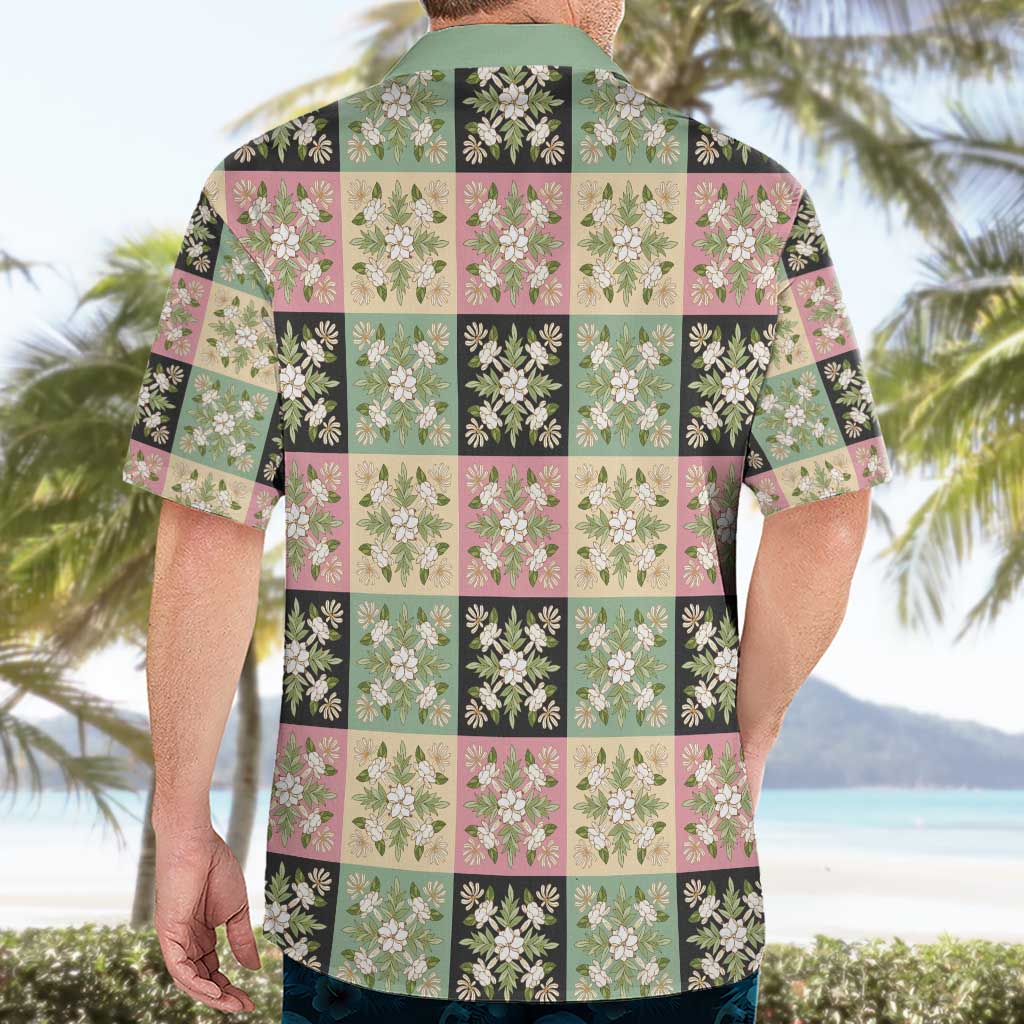 Seamless Pattern Maile and Pikake Lei Hawaiian Shirt Squares Maile Leaf - Polynesian Pride