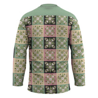 Seamless Pattern Maile and Pikake Lei Hockey Jersey Squares Maile Leaf - Polynesian Pride