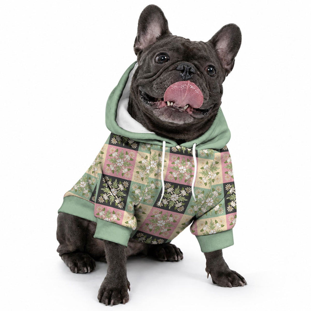 Seamless Pattern Maile and Pikake Lei Pet Hoodie Squares Maile Leaf LT9 - Polynesian Pride