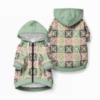 Seamless Pattern Maile and Pikake Lei Pet Hoodie Squares Maile Leaf LT9 Zip-up Green - Polynesian Pride