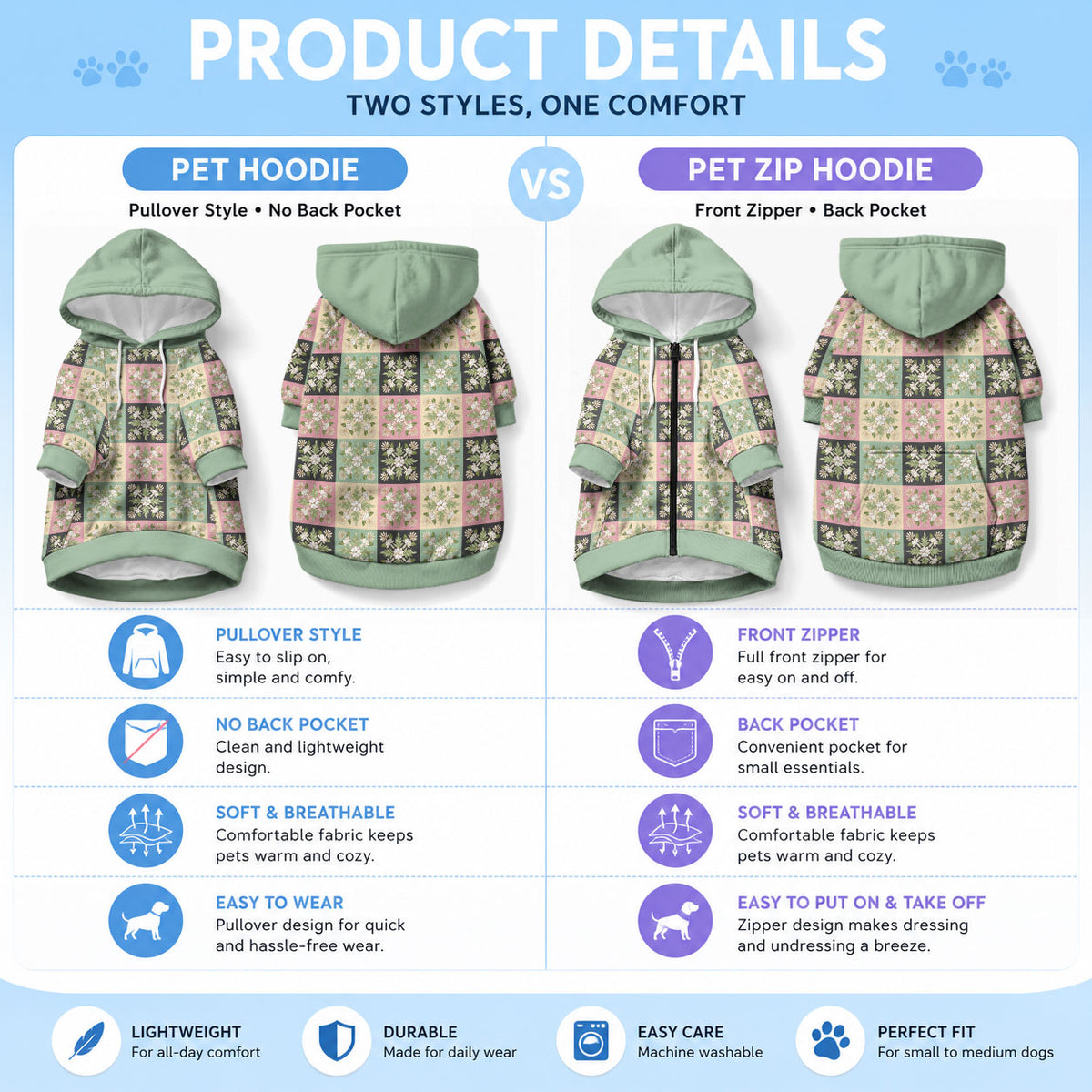 Seamless Pattern Maile and Pikake Lei Pet Hoodie Squares Maile Leaf LT9 - Polynesian Pride