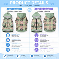 Seamless Pattern Maile and Pikake Lei Pet Hoodie Squares Maile Leaf LT9 - Polynesian Pride