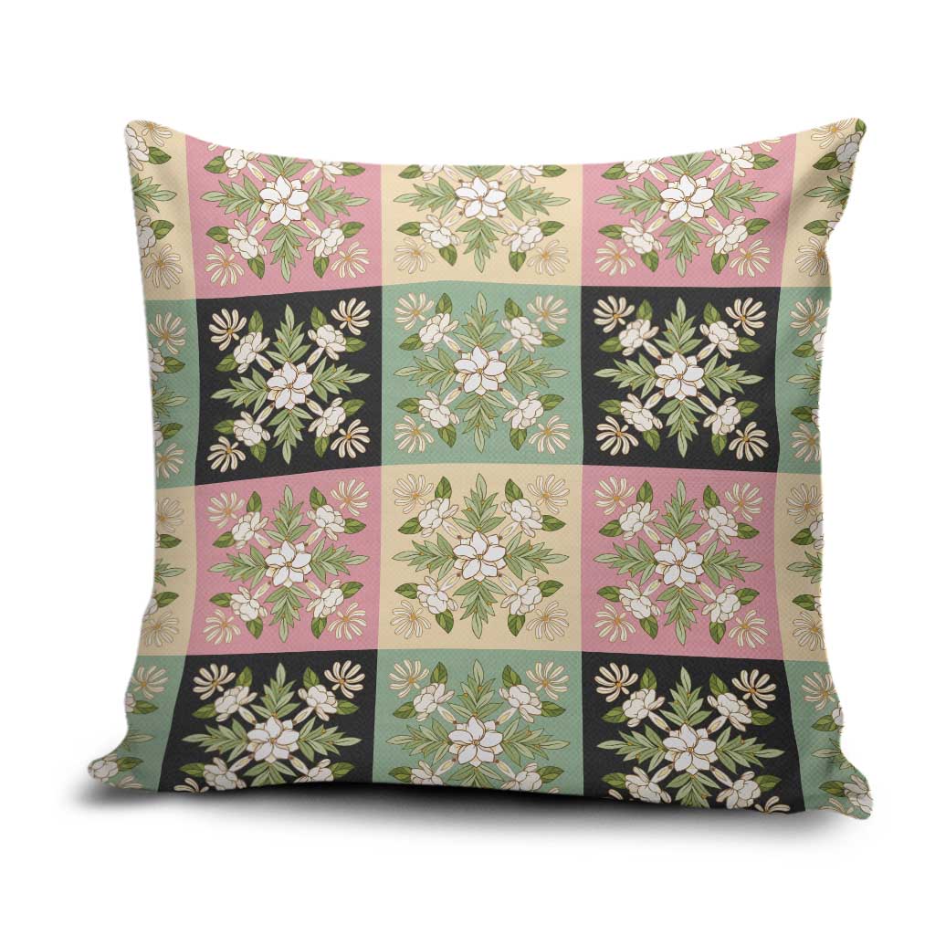 Seamless Pattern Maile and Pikake Lei Pillow Cover Squares Maile Leaf - Polynesian Pride