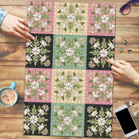 Seamless Pattern Maile and Pikake Lei Puzzle Squares Maile Leaf - Polynesian Pride