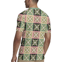 Seamless Pattern Maile and Pikake Lei Rugby Jersey Squares Maile Leaf - Polynesian Pride