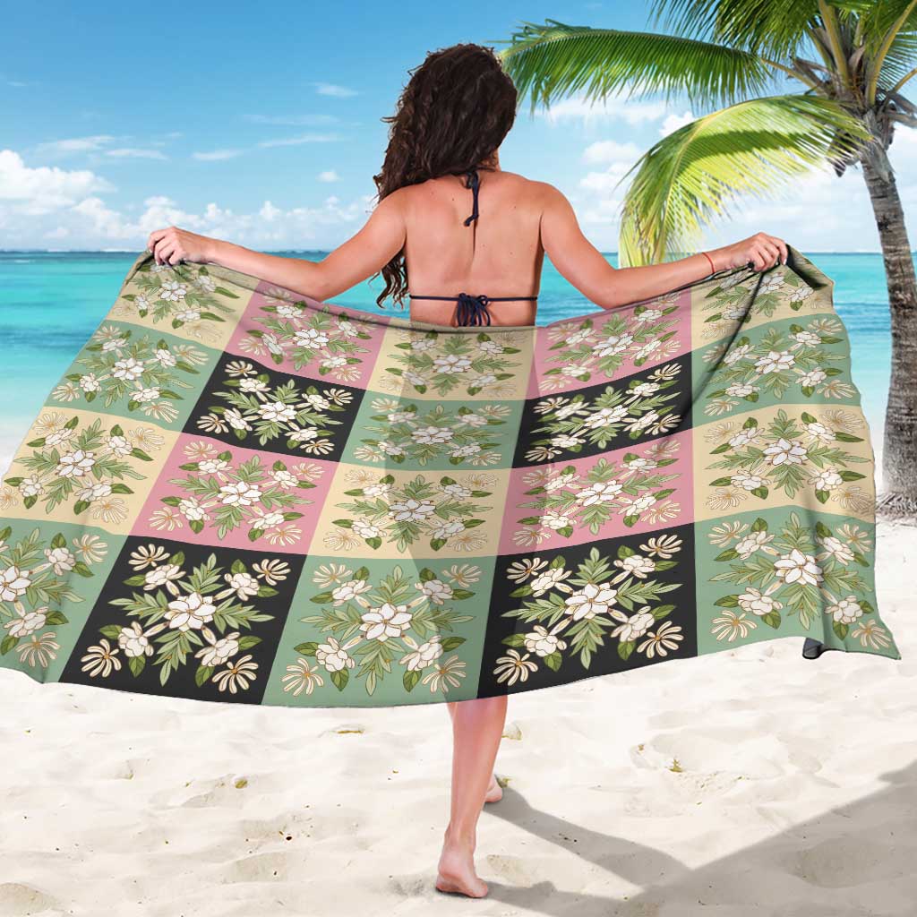 Seamless Pattern Maile and Pikake Lei Sarong Squares Maile Leaf - Polynesian Pride