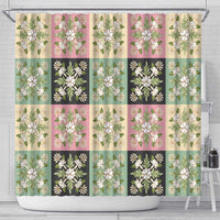 Seamless Pattern Maile and Pikake Lei Shower Curtain Squares Maile Leaf - Polynesian Pride