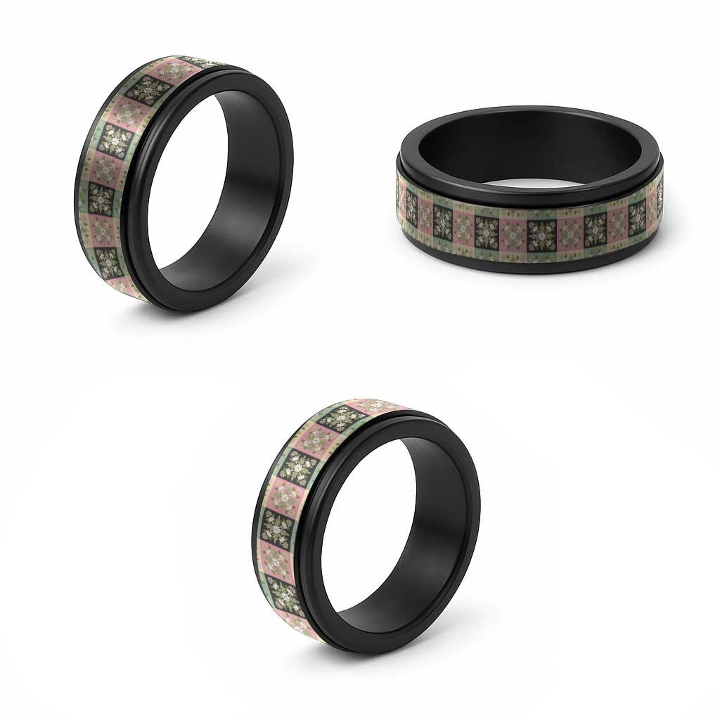 Seamless Pattern Maile and Pikake Lei Spinner Ring Squares Maile Leaf - Polynesian Pride