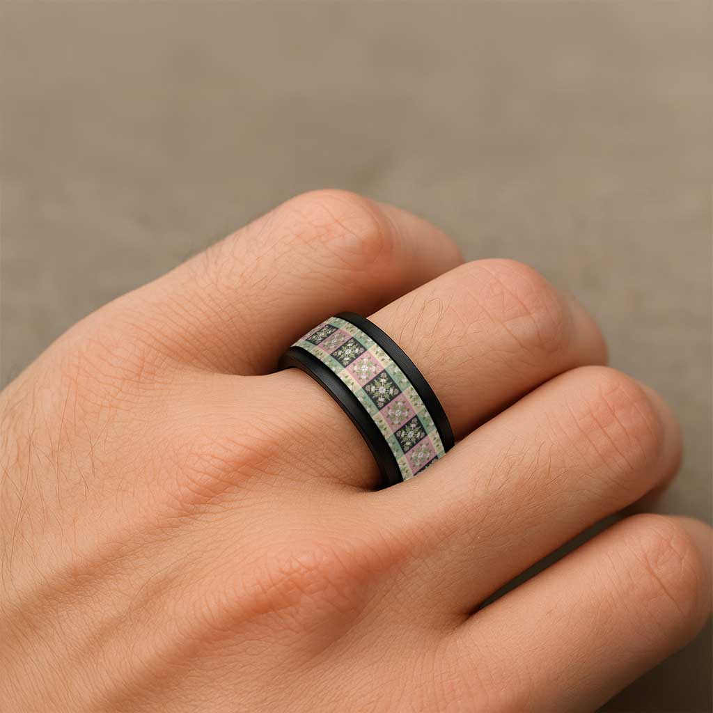 Seamless Pattern Maile and Pikake Lei Spinner Ring Squares Maile Leaf - Polynesian Pride
