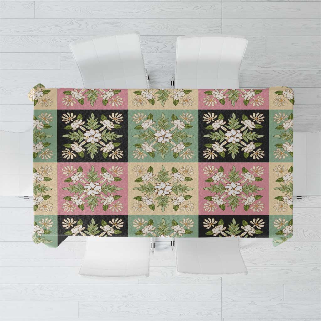 Seamless Pattern Maile and Pikake Lei Tablecloth Squares Maile Leaf - Polynesian Pride