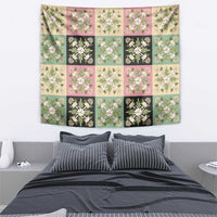 Seamless Pattern Maile and Pikake Lei Tapestry Squares Maile Leaf - Polynesian Pride