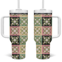 Seamless Pattern Maile and Pikake Lei Tumbler With Handle Squares Maile Leaf - Polynesian Pride