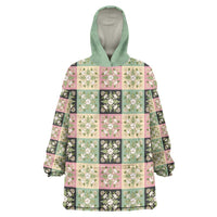 Seamless Pattern Maile and Pikake Lei Wearable Blanket Hoodie Squares Maile Leaf - Polynesian Pride