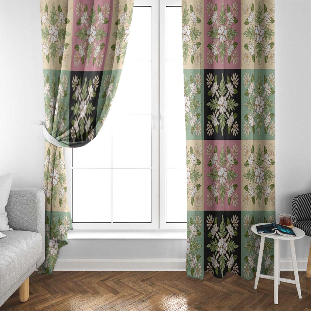 Seamless Pattern Maile and Pikake Lei Window Curtain Squares Maile Leaf - Polynesian Pride