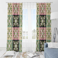 Seamless Pattern Maile and Pikake Lei Window Curtain Squares Maile Leaf - Polynesian Pride